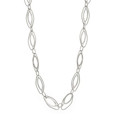 Silver oval link long necklace